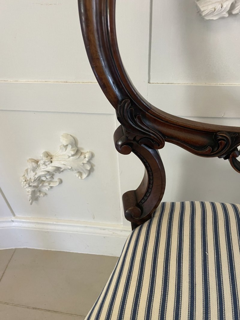 Outstanding Quality Set of 6 Antique Victorian Carved Walnut Dining Chairs - Image 8